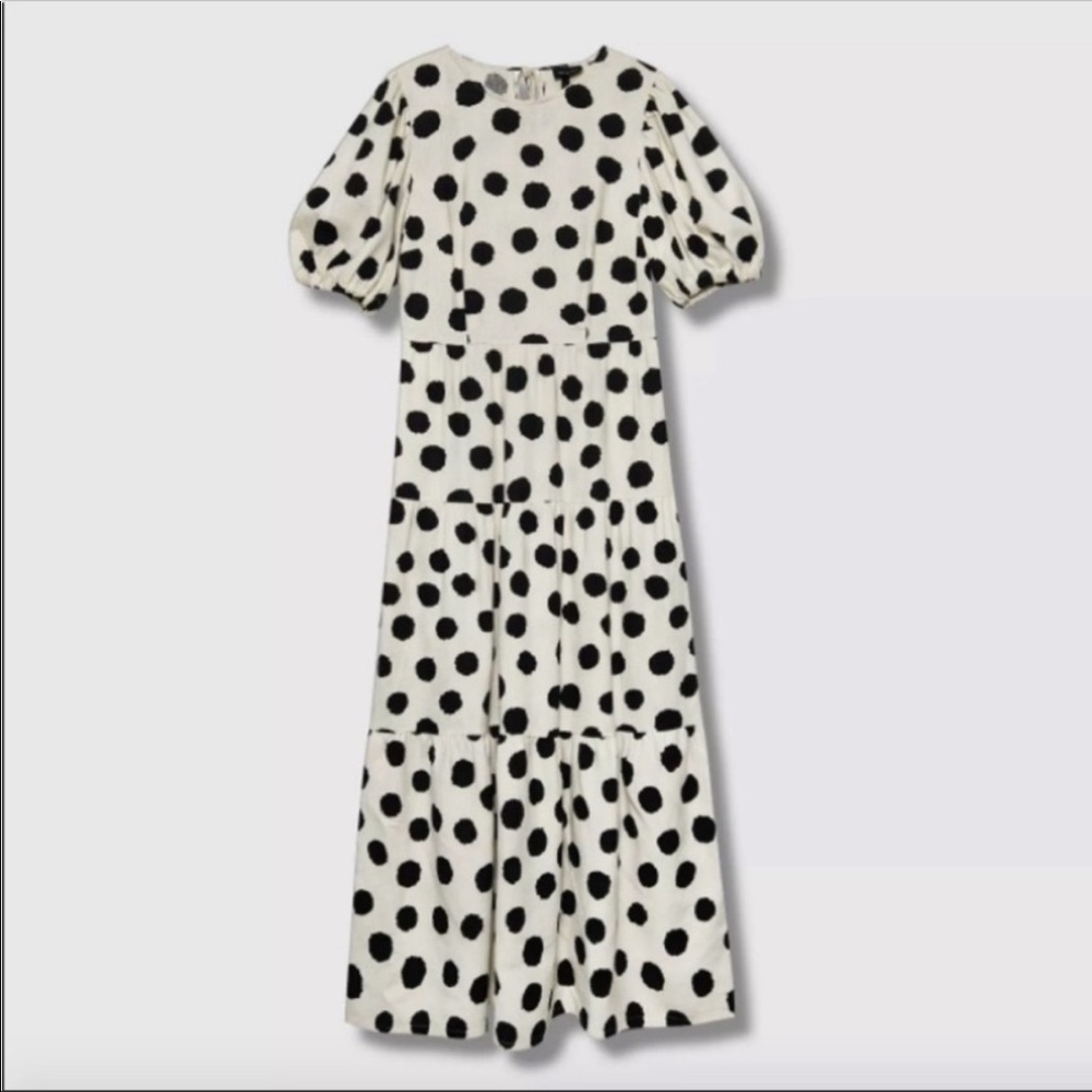 Black Dotted Linen Dress. Who What Wear. NWT.